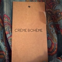 NWT Crème Bohème Silk Blend Maxi Dress Blue Paisley Off Shoulder Ruffle Bohemian