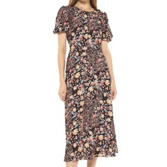 Alexia Admor Katie midi dress black, pink, and orange floral print NWT Sz 8