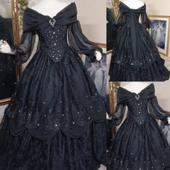 Vintage Gothic Black Evening Dresses Off the Shoulder Long Sleeves Party Gowns