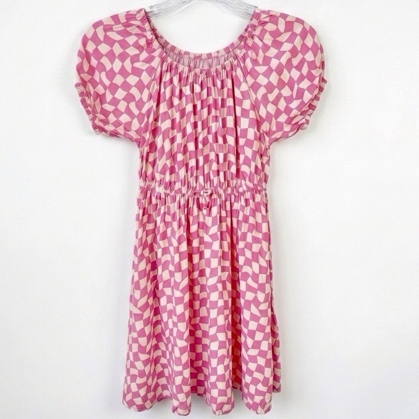 Epic Threads Big Girls Size M Pink Gingham Checkered Tiered Skater Dress