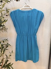 Forever 21 Essentials Blue Solid V-Neck Sleeveless Mini Dress Short M/M ksm0207