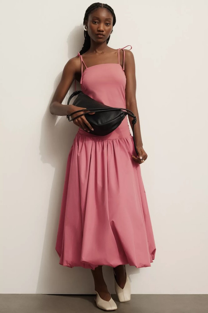 anthropologie Mare Mare Sleeveless Drop-Waist Bubble-Hem Midi DRESS XL new