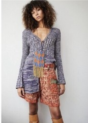 Free People Rachel Cardigan Sweater Midi Dress NWOT In Indigo Combo Womens Sz S