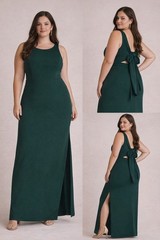 BHLDN London Crepe Tie Back Maxi Dress Green Formal Gown Womens 16 Anthropologie