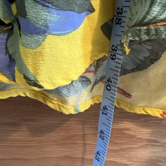 Warehouse Dress Yellow Tropical Floral 16 Ruffle Side Tie Adjustable 100%Viscose