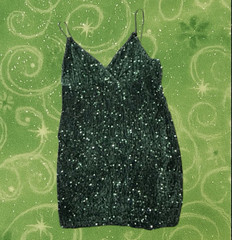 💚 green sequin mini slip dress w/ spaghetti straps (v-neck sleeveless pullover)