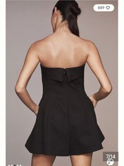 Maeve By Anthropologie Black Strapless Plunge Neck Romper Size 12. New
