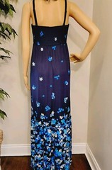 INC Blue Floral Stretch Adjustable Spaghetti Strap Maxi Dress Women&rsquo;s Size M