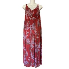 Torrid Maxi Dress Size 1 Plus Burnt Orange Pink Floral Adjustable Straps