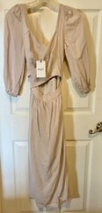 Boho NWT OPT Fara Neutral WRAP CUT OUT DRESS Ties in Back Cut Out in Front S