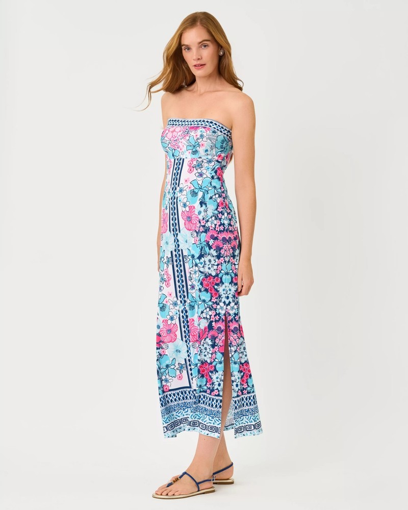 NWT Lilly Pulitzer Noa Strapless Maxi Dress 02 Colors, All Size.