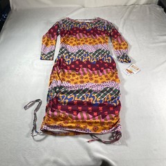 Aztec Dress Womens Midi Large Yellow Rainbow Latino Boho Hippie Southwest New