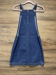 Denim Pinafore Dress Size 10 Indigo Blue Cotton Blend Dungaree Overalls Dress