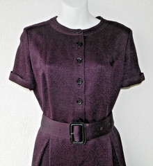 BURBERRY London Plum Short Sleeve Belted Dress Size US 8 Simple Elegance!