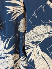 Floramour Nursing Nightgown Dress L Blue Leaf Print Zip Open Maternity Lounge