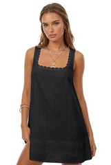Women&rsquo;s Lace Trim Square Neck Sleeveless Pleated Casual Vacation Mini Dress