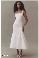 BHLDN Sleeveless Square Neck Trumpet Mermaid Wedding Midi Dress Large