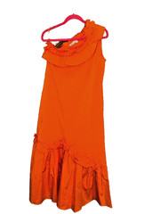 ADL Cengiz Abazoglu Orange Ruffle One Shoulder Cotton Dress Size S