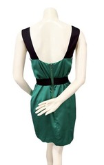 BCBGeneration Green Satin Bow Front Dress Size S Black Straps Cocktail