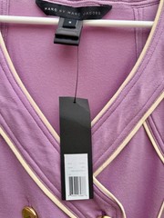 MARC JACOBS Lilac Lavender Purple Mini Dress Gold Buttons Pima Cotton NWT Small
