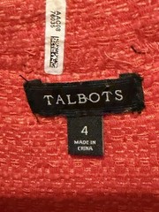 Talbots Womens Tweed Sheath Dress Sleeveless Coral Confetti Fringe Trim size 4