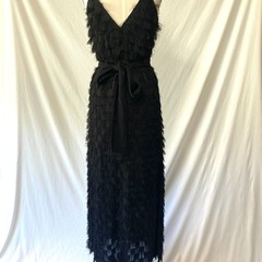 ALI + JAYLong Maxi Fringe Dress with Spaghetti Straps and Belted Waist XS