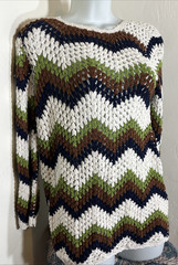 MNG Mango Handmade Crochet Boho Sweater Dress Size S Eu 4 Chevron Cozy Avocado