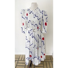 Hunter Bell Lyle Dress Abstract Confetti Red White Blue Size Large