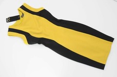 WAGGON PARIS Black and Yellow panelled bodycon dress UK 8 / S