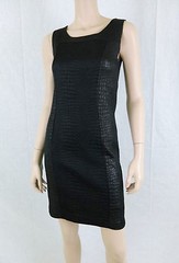 KENNETH COLE Jill Dress Sleeveless Shimmery Croco-Jacquard Black Gunmetal 4