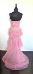 Michael Costello x REVOLVE Alai strapless tiered tulle maxi gown S in mauve pink
