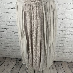 NWD Lil Anthropologie Grey Silk Lace Trim Chiffon Empire Waist Midi Dress 12
