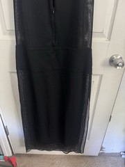 EDUN Black F High Side Slit Casual Long Maxi Dress Sheer Front Detail Size S