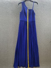 Adrianna Papell One-Shoulder Chiffon Gown Women&rsquo;s 4 Royal Sapphire Side Zip