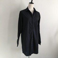 T by ALEXANDER WANG Womens sz Medium Black Rounded Hem Hidden Button Shirt Dress