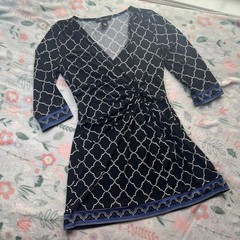 White House Black Market Geometric Faux-Wrap Dress S Business Preppy OfficeSiren