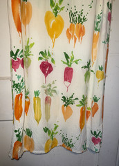 Vintage Jams World FoodArt Midi Shift Dress Radish Pattern Side Slit Size M e159