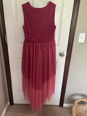 Be Blumarine Fuchsia Red pink Layered High-Low Formal Dress beachy wedding nwt
