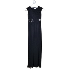 Calvin Klein V-Neck Draped Sequin Waist Cap Sleeve Ball Gown Size 2