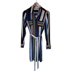Etcetera Shirt Dress Women 0 Multi-Color Excellent Striped Long Sleeve Belted