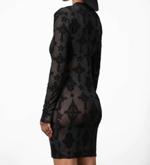 Killstar Alter Mesh Bodycon Dress Velvet Black Gothic Alternative KSRA005118