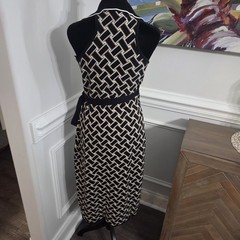 DVF Diane Von Furstenberg Target Midi Collared Sleeveless Wrap Dress Small TC5