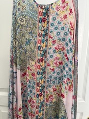 Johnny Was Floral Maxi Dress With Embroidered Ribbon Detail XL