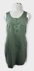 NWT Eddie Bauer Lightweight Tencel Dress Button Tie Belt Sleeveless Green Sz 12