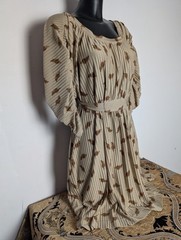 NUMPH Beige Leafs Pattern Pleated Belted Dress Tunic size 14
