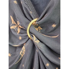 Horoscopez Dolls Kill Celestial Mesh Mini Dress 2X Black Gold Sun Moon Stars