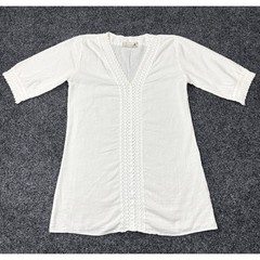 Seaspice Tunic Dress Womens Small White Peruvian Cotton Crochet Lace Cover Up S