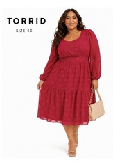 Torrid Magenta Star Print Tiered Midi Dress Size 4X New!