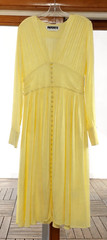 ROTATE Birger Christensen Tracy Midi Dress Yellow Pleated V Neck Sz M
