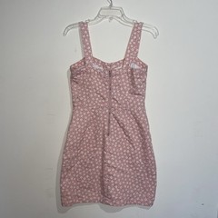 No Boundaries Pink Floral Button Pocket M Overall Mini Dress Cotton Zip Boho
